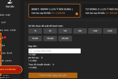 Nạp tiền 8kbet – Hướng dẫn giao dịch thành công để cá cược dễ dàng 